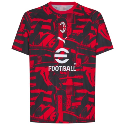 AC Milan Pre Match Training Football Top - Red Black