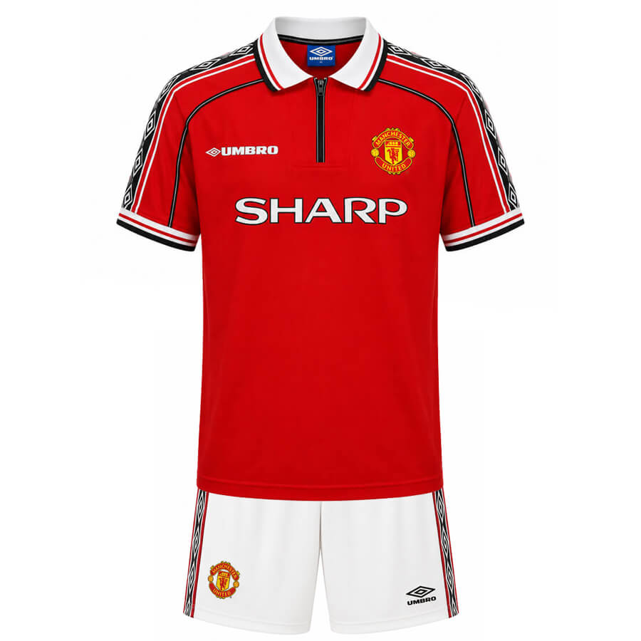 Manchester United Home 1998 1999 Kids Football Kit