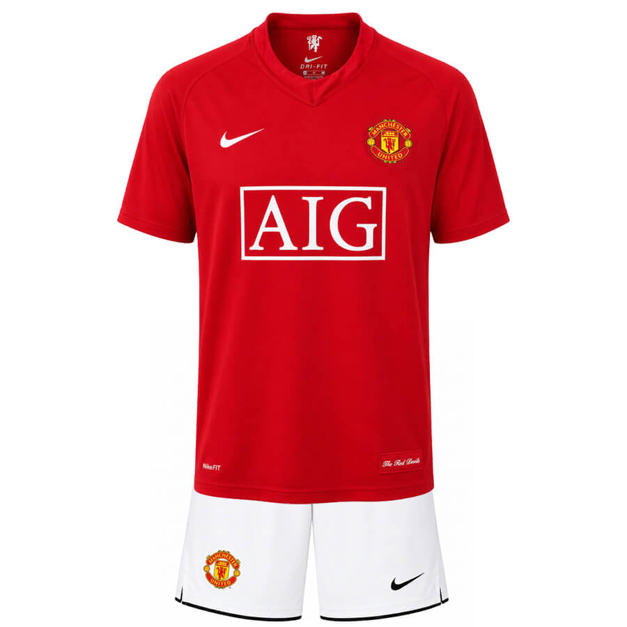 Manchester United Home 2007 2008 Kids Football Kit