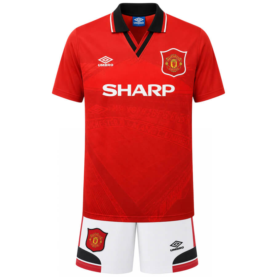 Manchester United Home 1994 1996 Kids Football Kit