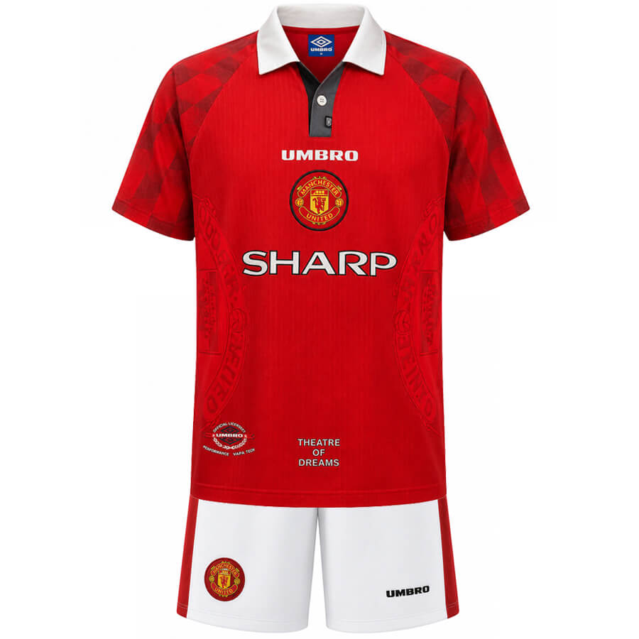 Manchester United Home 1996 1997 Kids Football Kit