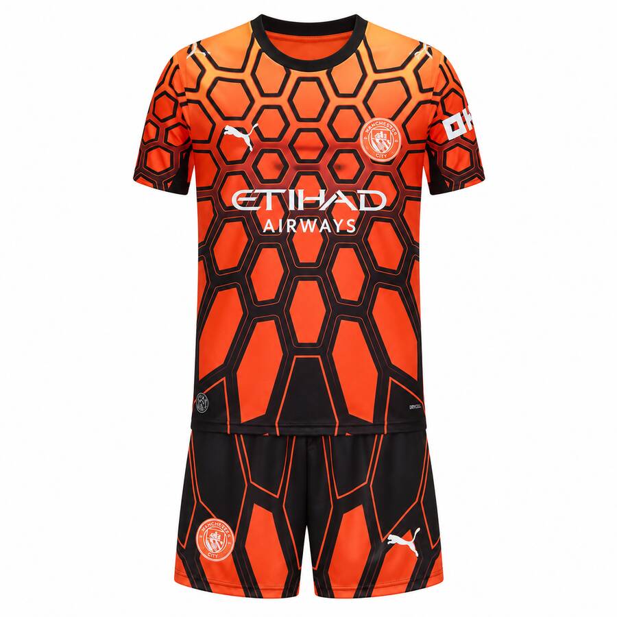 Manchester City Kids Orange Goalkeeper Football Kit 26 27