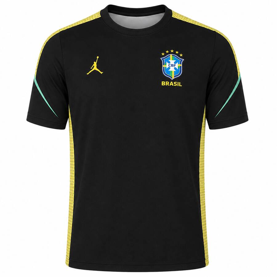 Brazil Jordan Pre Match Black Training Football Top