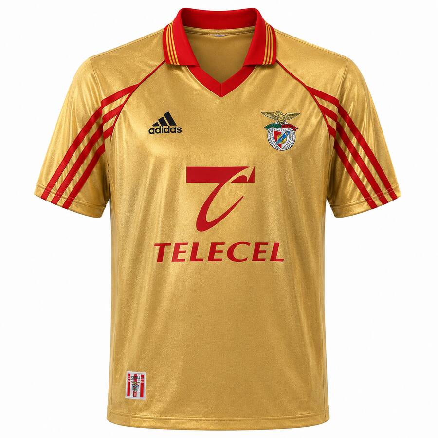 Benfica Away 1998 1999 Gold Football Shirt