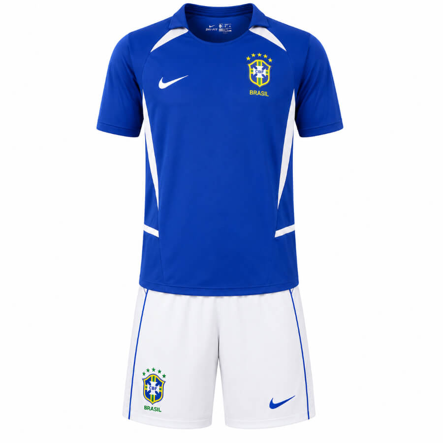 Brazil Away Kids 2002 Kids Football Kit
