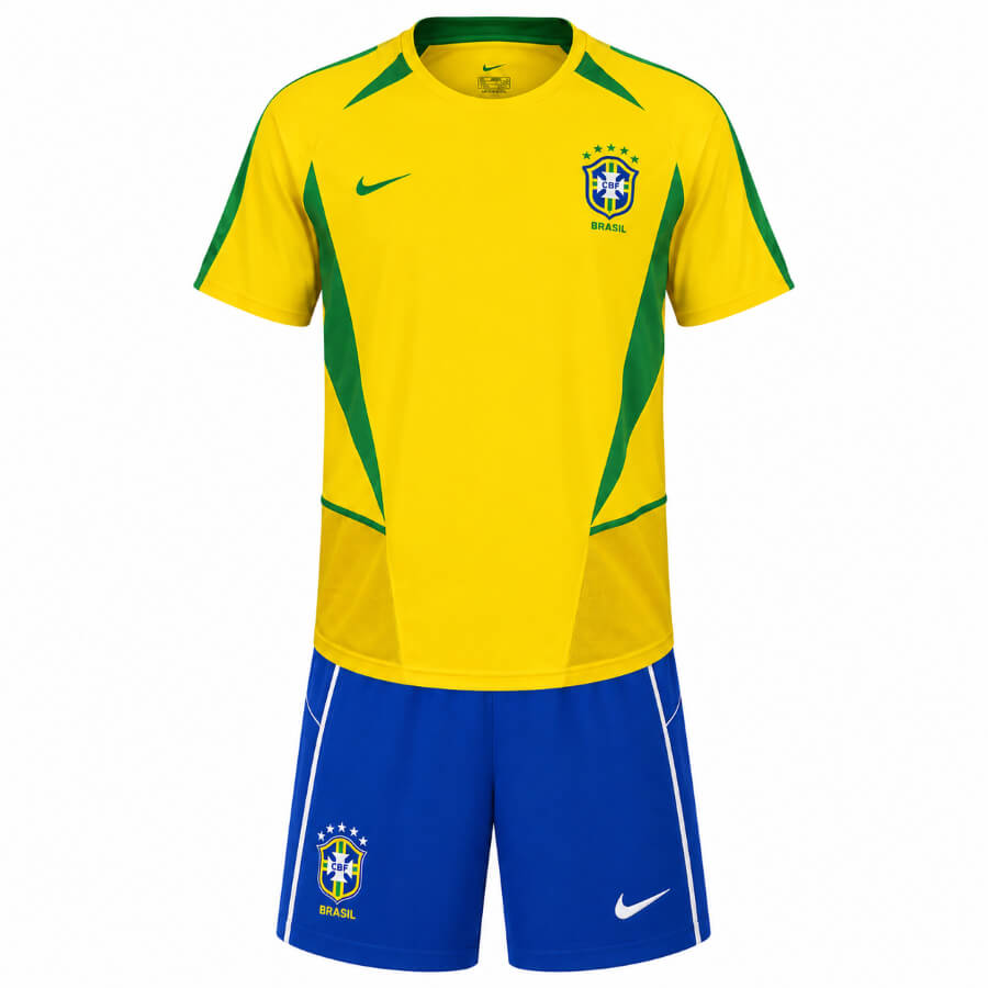 Brazil Home 2002 Kids Football Kit
