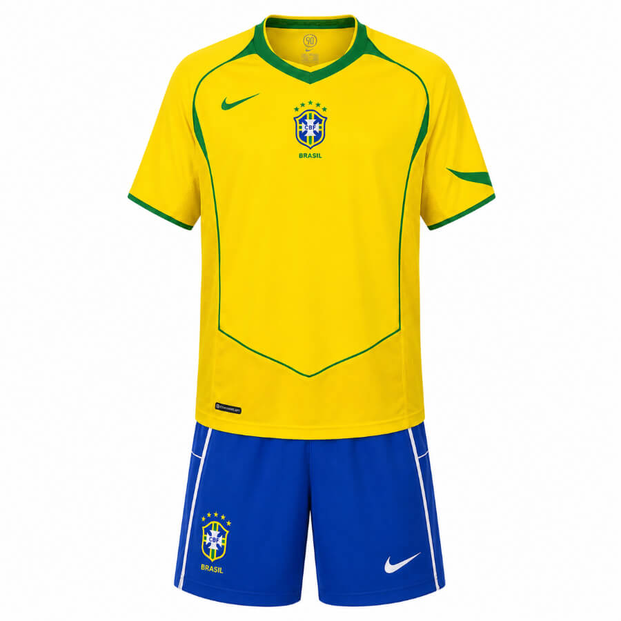 Brazil Home 2004 Kids Football Kit