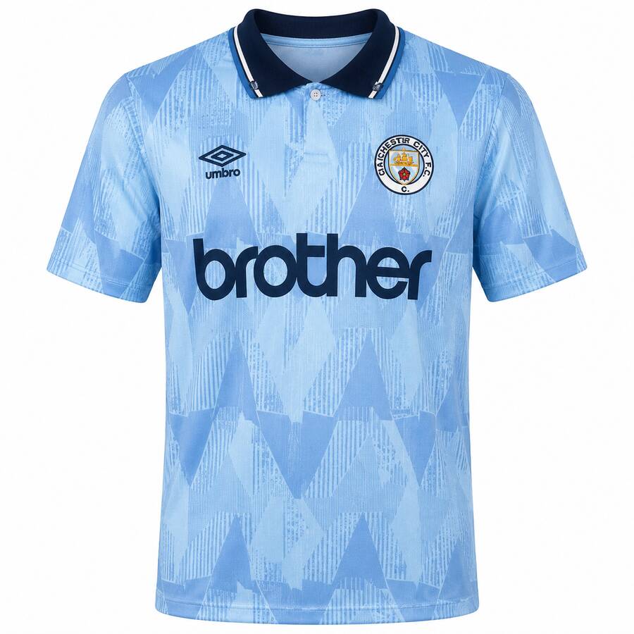 Manchester City Home 1989 1990 Football Shirt